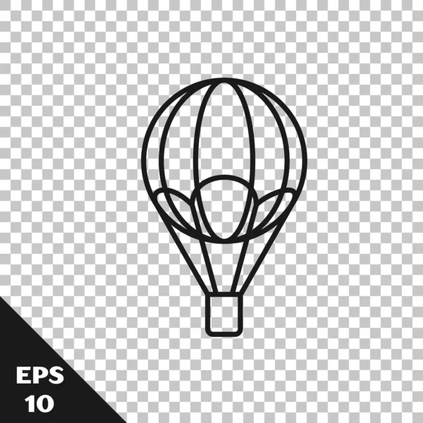 Black Line Hot Air Balloon Icon Isolated Transparent Background Air — Stock Vector