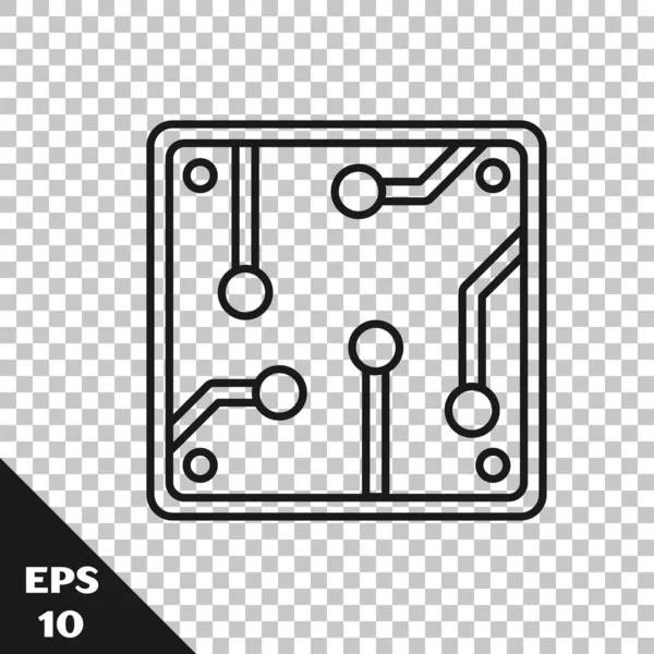 Siyah çizgi İşlemci simgesi şeffaf arkaplanda izole edildi. İşlemci, merkezi işlem birimi, mikroçip, mikro devre, bilgisayar işlemcisi, çip. Vektör İllüstrasyonu