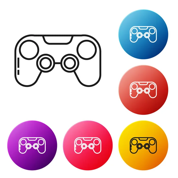 Ligne Noire Icône Gamepad Isolé Sur Fond Blanc Contrôleur Jeu — Image vectorielle