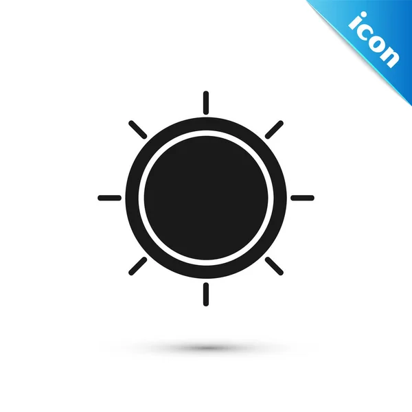 Černá ikona slunce izolovaná na bílém pozadí. Vektorová ilustrace — Stockový vektor