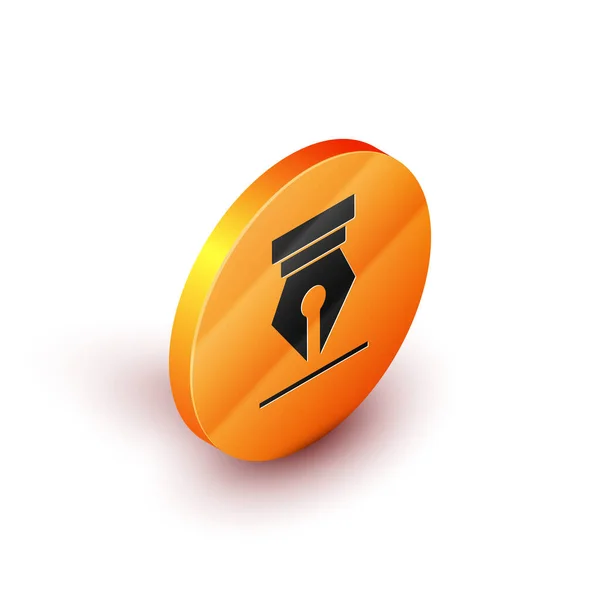 Isometrisches Füllfedersymbol Isoliert Auf Weißem Hintergrund Stift Werkzeug Zeichen Orangefarbener — Stockvektor