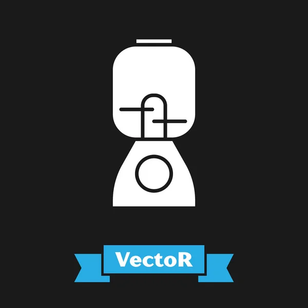 White Blender icon isolated on black background. Kitchen electric stationary blender with bowl. Cooking smoothies, cocktail or juice. Vector Illustration