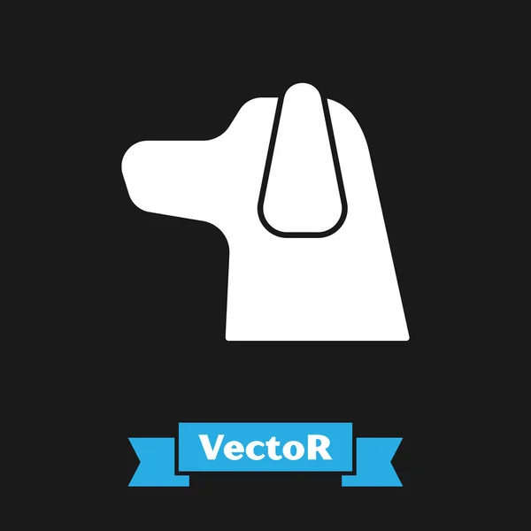 Weißes Hundesymbol isoliert auf schwarzem Hintergrund. Vektorillustration — Stockvektor