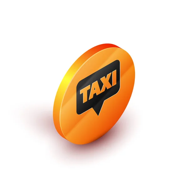 Изометрический Указатель Карты Значком Такси Белом Фоне Символ Местоположения Оранжевый — стоковый вектор