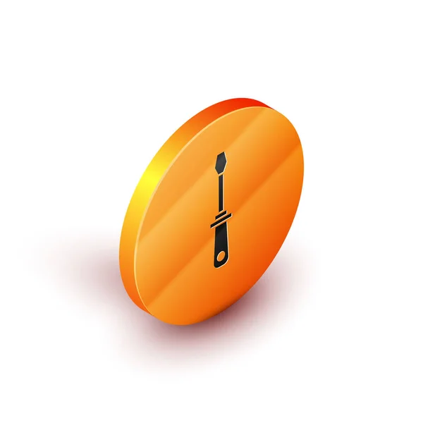 Изометрическая Отвертка Значок Изолирован Белом Фоне Символ Служебного Инструмента Оранжевый — стоковый вектор