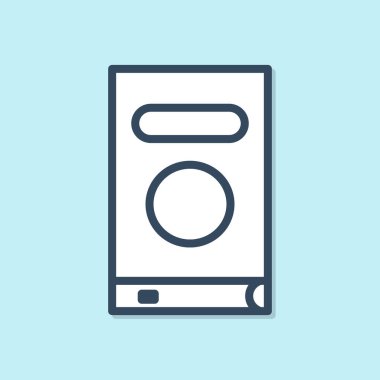 Mavi çizgi Kitap simgesi mavi arkaplanda izole edildi. Vektör İllüstrasyonu