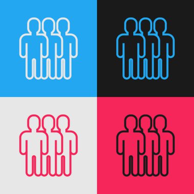 Renk çizgisi Kullanıcılar grup simgesi renk arka planda yalıtılmış. Kişi grubu simgesi. İş avatarı simgesi - kullanıcı profil simgesi. Vintage tarzı çizim. Vektör İllüstrasyonu