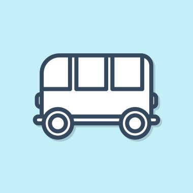 Mavi çizgi okul servisi simgesi mavi arkaplanda izole edildi. Vektör İllüstrasyonu