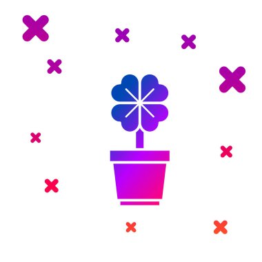 Beyaz arkaplanda izole edilmiş dört yapraklı yonca. Mutlu Aziz Patrick günleri. Kademeli rastgele dinamik şekiller. Vektör İllüstrasyonu