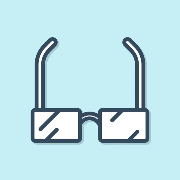 Blue Line Glasses Icon Isolated Blue Background Eyeglass Frame Symbol — Stock Vector