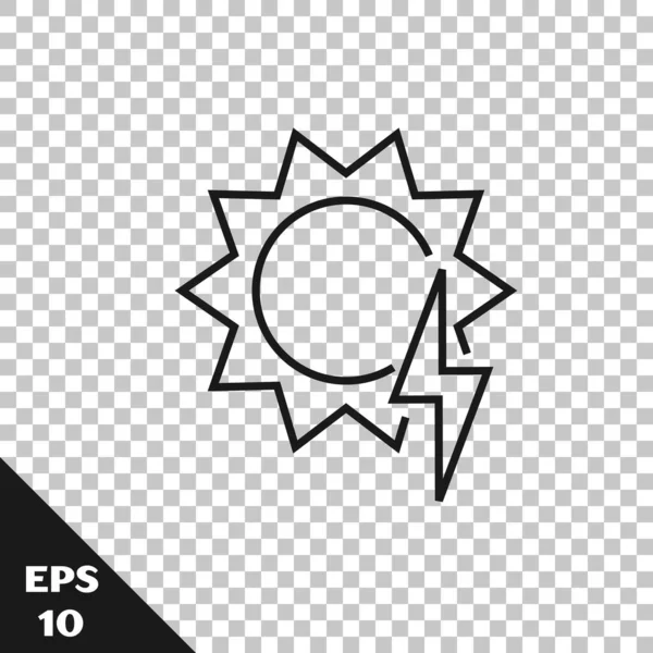 Иконка Панели Солнечной Энергии Черной Линии Изолирована Прозрачном Фоне Солнце — стоковый вектор