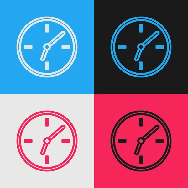 Klockikonen För Färg Linjen Isolerad Färg Bakgrunden Tids Symbol Vintage — Stock vektor