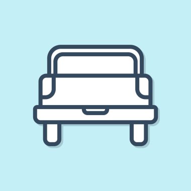 Mavi çizgi kamyonet ikonu mavi arka planda izole edildi. Vektör İllüstrasyonu