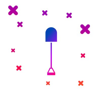 Beyaz arka planda izole renkli kürek simgesi. Bahçe aracı. Bahçecilik, tarım, Tarım için araç. Degrade rasgele dinamik şekiller. Vektör Illustration