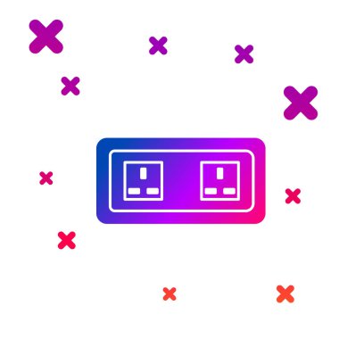 Renkli Elektrik çıkış simgesi beyaz arkaplanda izole edildi. Elektrik prizi. Rosette sembolü. Kademeli rastgele dinamik şekiller. Vektör İllüstrasyonu