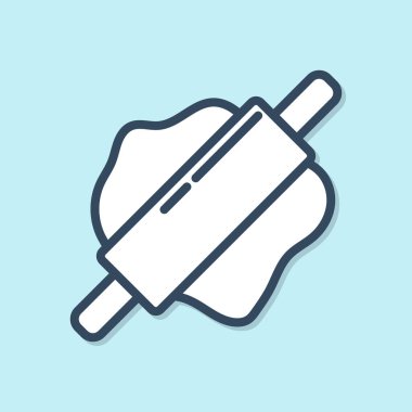 Mavi çizgi yuvarlanan pin simgesi mavi arkaplanda izole edildi. Vektör İllüstrasyonu