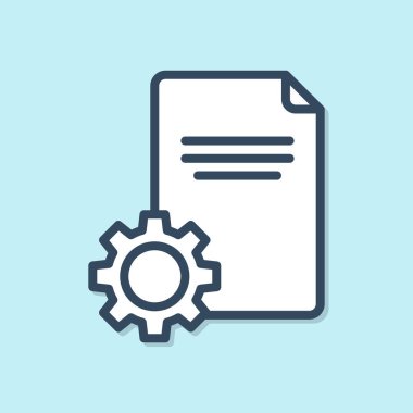 Blue line File document icon isolated on blue background. Adjusting, service, setting, maintenance, repair, fixing.  Vector Illustration