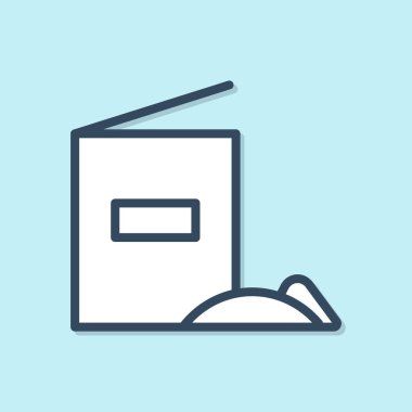 Mavi çizgi un paketi simgesi mavi arkaplanda izole edildi. Vektör İllüstrasyonu