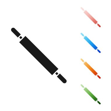 Beyaz arkaplanda siyah yuvarlanan pin simgesi izole edildi. Simgeleri renklendirin. Vektör İllüstrasyonu