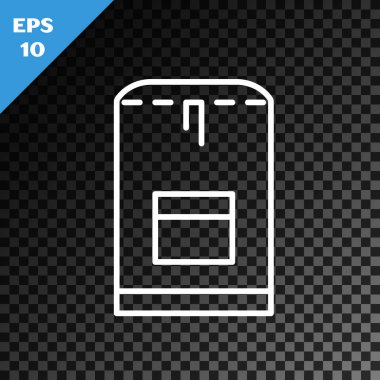 Beyaz çizgi sırt çantası simgesi şeffaf koyu arkaplanda izole edildi. Su altı ekipmanları. Vektör İllüstrasyonu