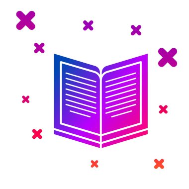 Renk Açık kitap simgesi beyaz arkaplanda izole edildi. Kademeli rastgele dinamik şekiller. Vektör İllüstrasyonu