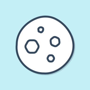 Mavi çizgi Cookie veya bisküvi, mavi arka planda izole edilmiş çikolata ikonu. Vektör İllüstrasyonu