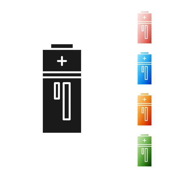 Icône Batterie noire isolée sur fond blanc. Symbole de foudre. Définir des icônes colorées. Illustration vectorielle — Image vectorielle