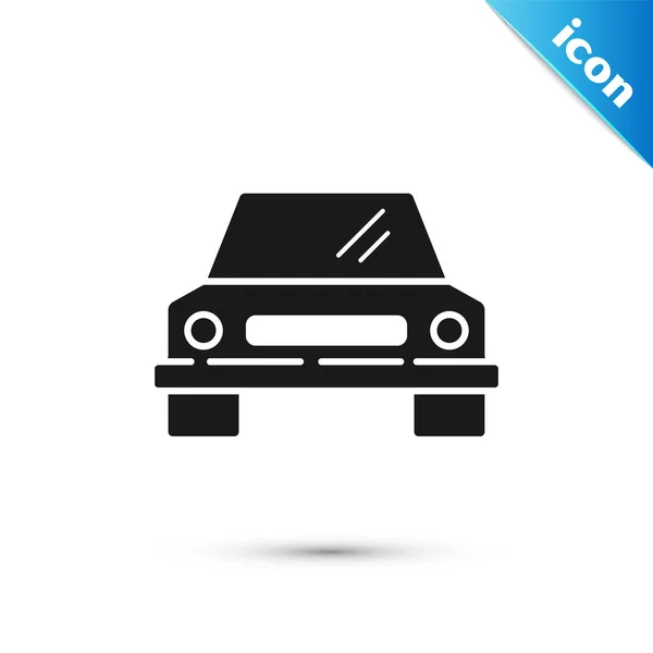 Icono de coche negro aislado sobre fondo blanco. Vista frontal. Ilustración vectorial — Vector de stock