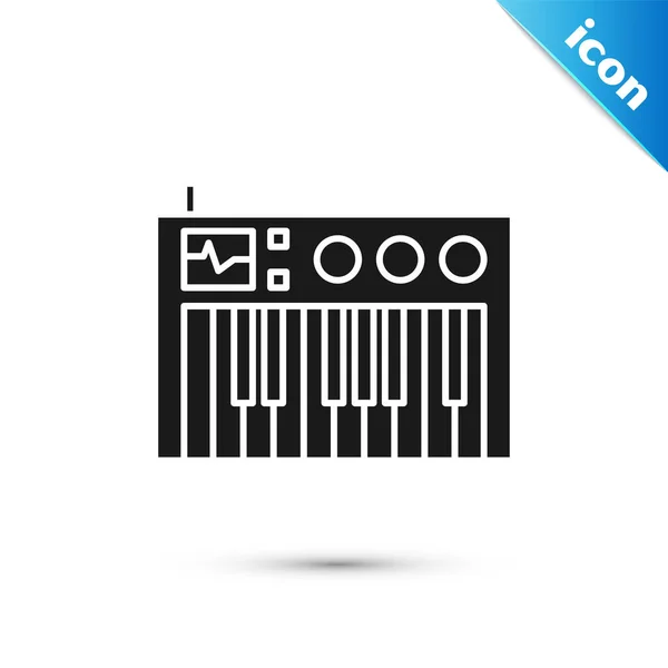 Ícone de sintetizador Black Music isolado no fundo branco. Piano eletrônico. Ilustração vetorial — Vetor de Stock