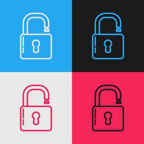 Color Line Open Padlock Icon Isolated Color Background Opened Lock — Stock Vector