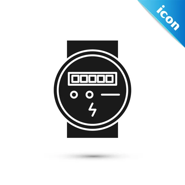 Black Electric meter icon isolated on white background. Vector Illustration — Stock Vector