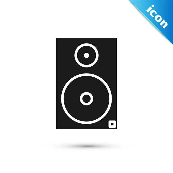 Icono de altavoz estéreo negro aislado sobre fondo blanco. Altavoces del sistema de sonido. Icono musical. Equipo de altavoz de columna musical bajo. Ilustración vectorial — Vector de stock