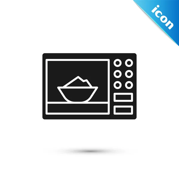 Black Microwave oven icon isolated on white background. Home appliances icon. Vector Illustration — Stock Vector