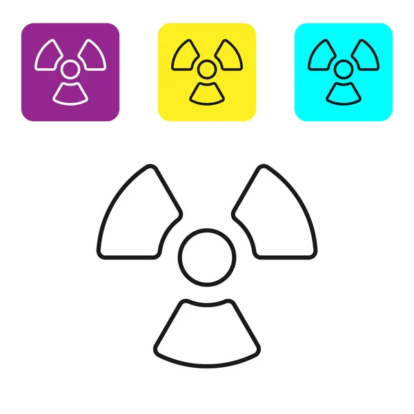 Zwarte Lijn Radioactief Pictogram Geïsoleerd Witte Achtergrond Radioactief Giftig Symbool — Stockvector