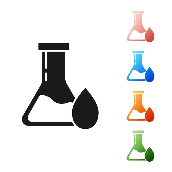 黑油汽油试管图标隔离在白色背景上 设置彩色图标 病媒图解 — 图库矢量图片