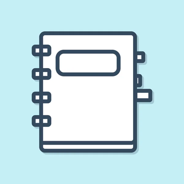 Blå Linje Notebook Ikon Isolerad Blå Bakgrund Spiral Anteckningsblock Ikon — Stock vektor
