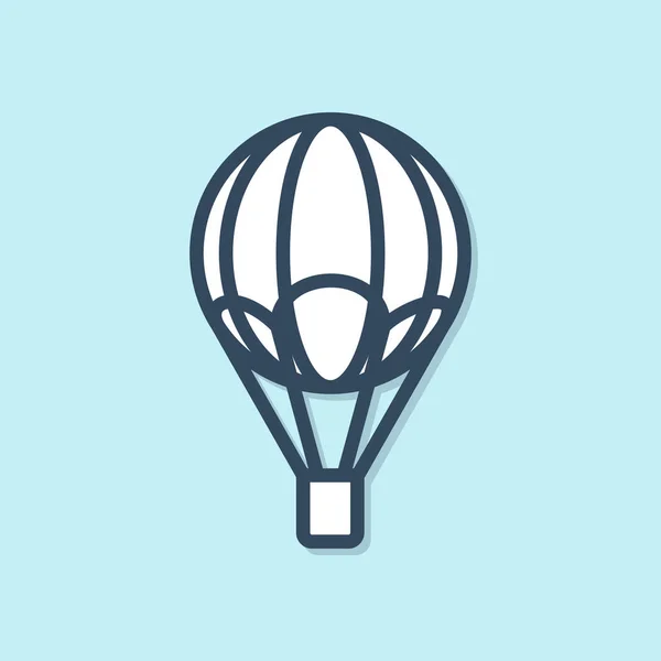 Blue line Hot air balloon icon isolated on blue background. Air transport for travel.  Vector Illustration