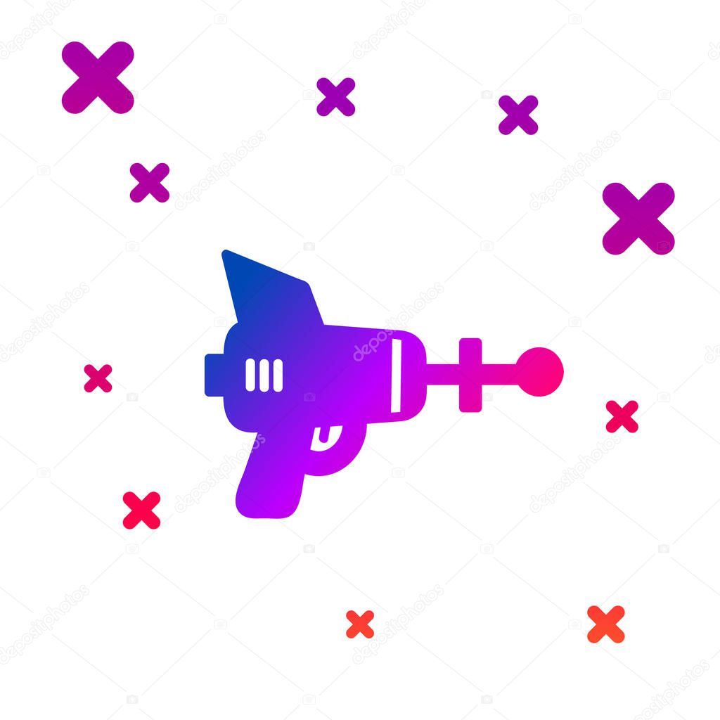 Color Ray gun icon isolated on white background. Laser weapon. Space blaster. Gradient random dynamic shapes. Vector Illustration