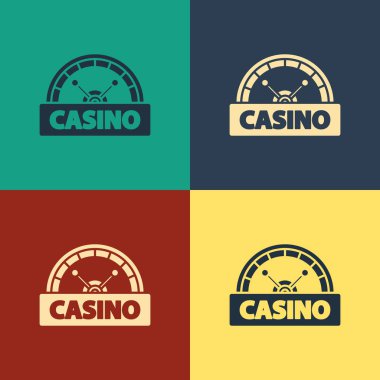 Color Casino signboard icon isolated on color background. Vintage style drawing. Vector Illustration vector stock vector