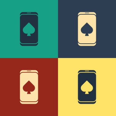 Renk Online poker masa oyunu simgesi renk arka plan izole. Online casino. Vintage tarzı çizim. Vektör İllüstrasyonu