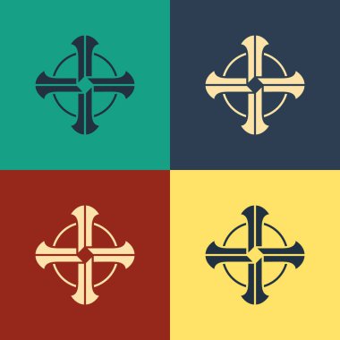 Renk arkaplanı üzerinde izole edilmiş renkli Kelt simgesi. Aziz Patrick gününüz kutlu olsun. Klasik tarzda çizim. Vektör İllüstrasyonu