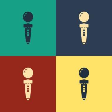 Renk arka planda yalıtılmış arcade makinesi simgesi için Renk Joystick. Joystick oyun kolu. Vintage tarzı çizim. Vektör İllüstrasyonu