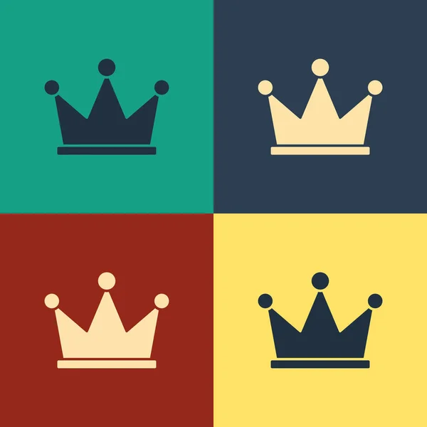 Renkli Crown Simgesi Renk Arkaplanında Izole Edildi Klasik Tarzda Çizim — Stok Vektör