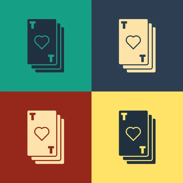 Color Playing Card Heart Symbol Icon Isolated Color Background Casino — Stock Vector