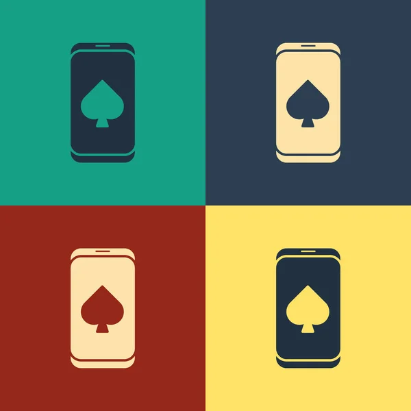 Color Online Poker Icono Del Juego Mesa Aislado Fondo Color — Archivo Imágenes Vectoriales