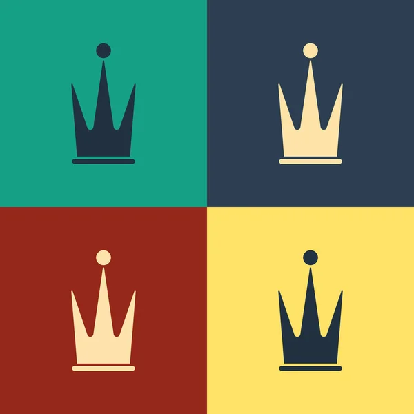 Color Crown Ikonen Isolerad Färg Bakgrund Teckning Vintagestil Vektor Illustration — Stock vektor