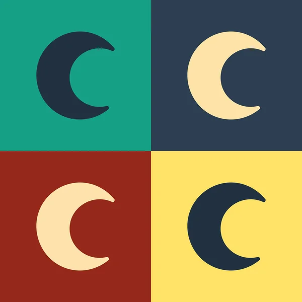 Farbe Mond Und Sterne Symbol Isoliert Auf Farbigem Hintergrund Vintage — Stockvektor