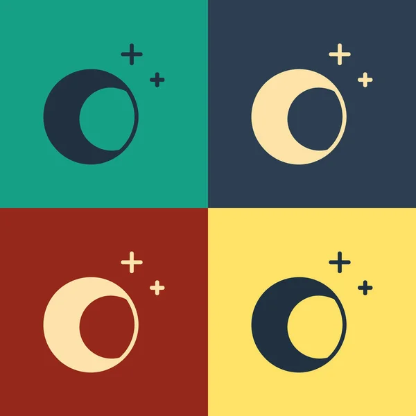 Farbe Mond Und Sterne Symbol Isoliert Auf Farbigem Hintergrund Vintage — Stockvektor