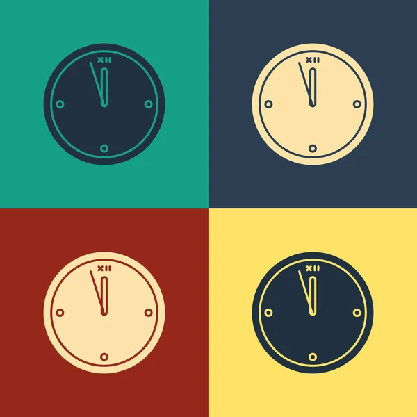 Icono Reloj Color Aislado Fondo Color Símbolo Tiempo Feliz Navidad — Archivo Imágenes Vectoriales