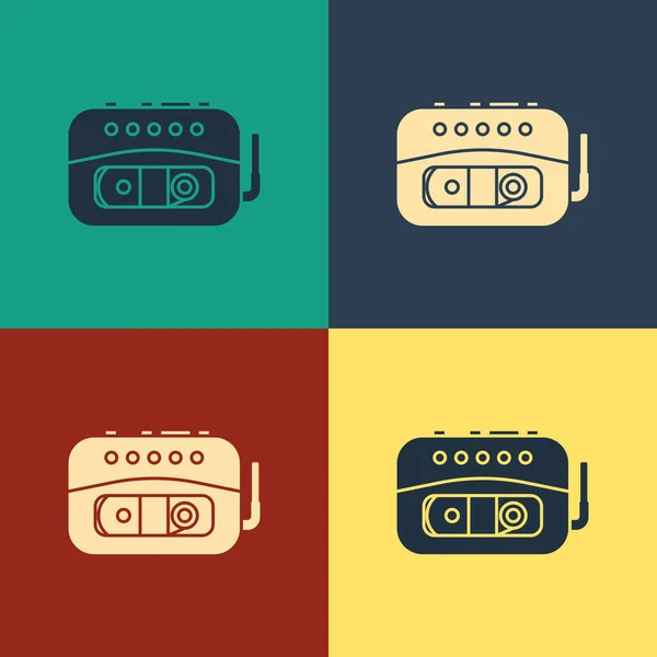 Color Icono Del Reproductor Cintas Música Aislado Sobre Fondo Color — Vector de stock